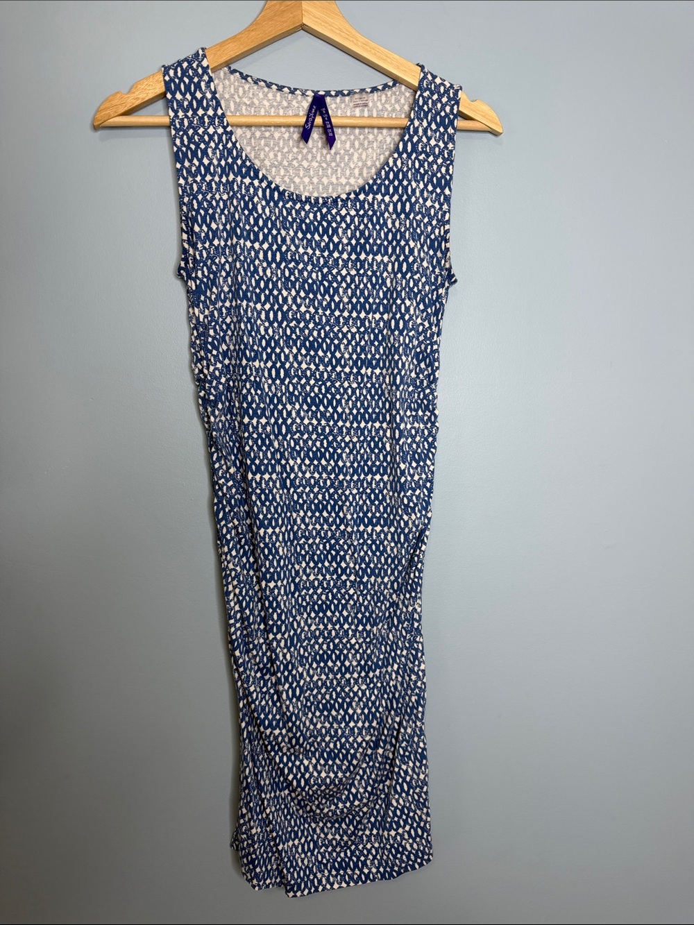 Seraphine Maternity Blue and White Printed Sleeveless Maxi Dress